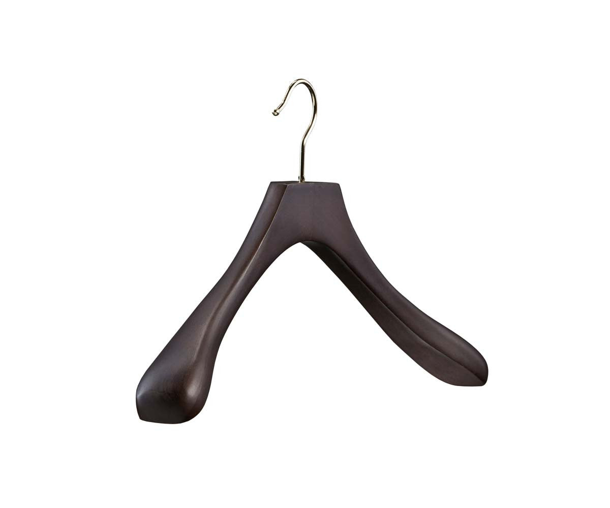 17 Wooden Coat Hanger - Black with Chrome Clips