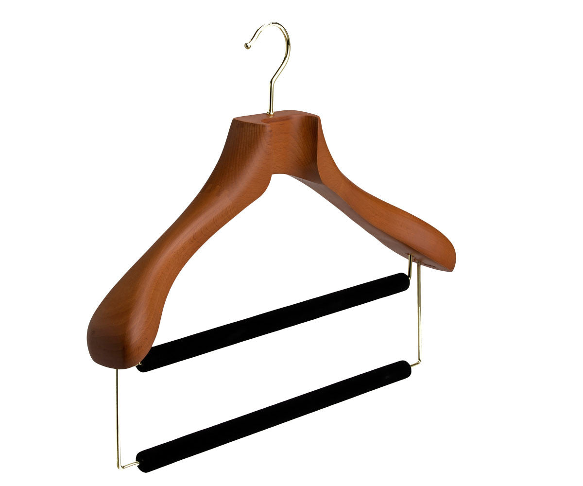 Wooden White Hanger with Trouser Bar - Box of 20 or 100
